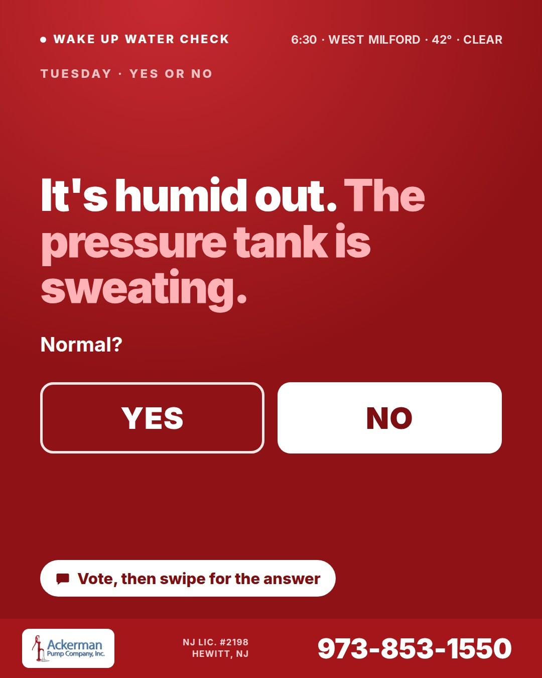 Today's Wake Up Water Check card