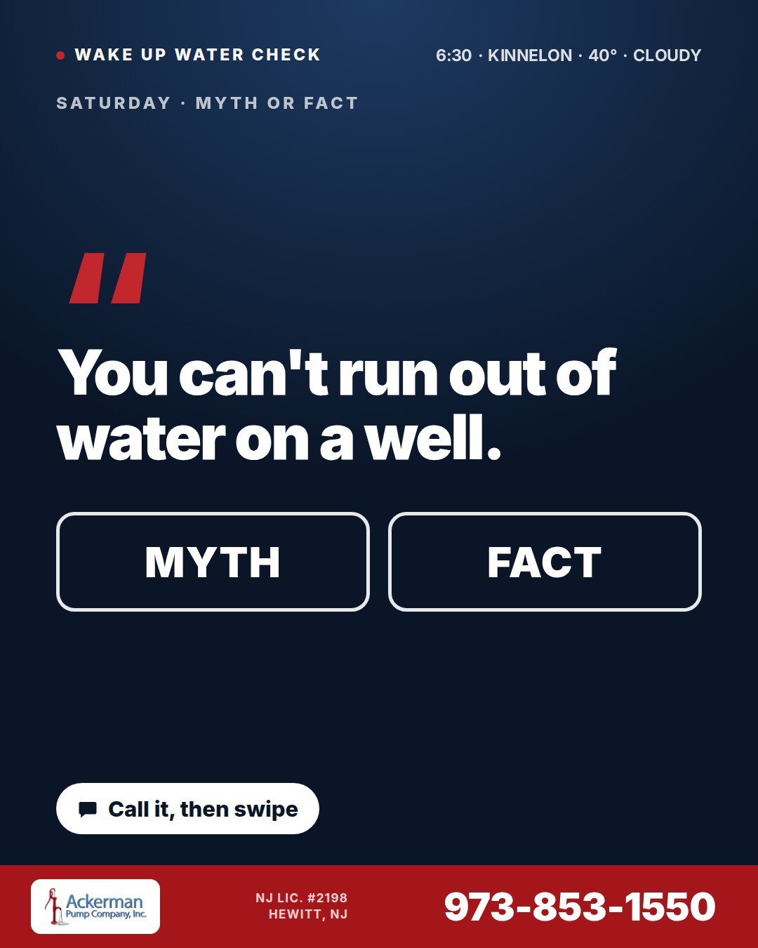 Today's Wake Up Water Check card