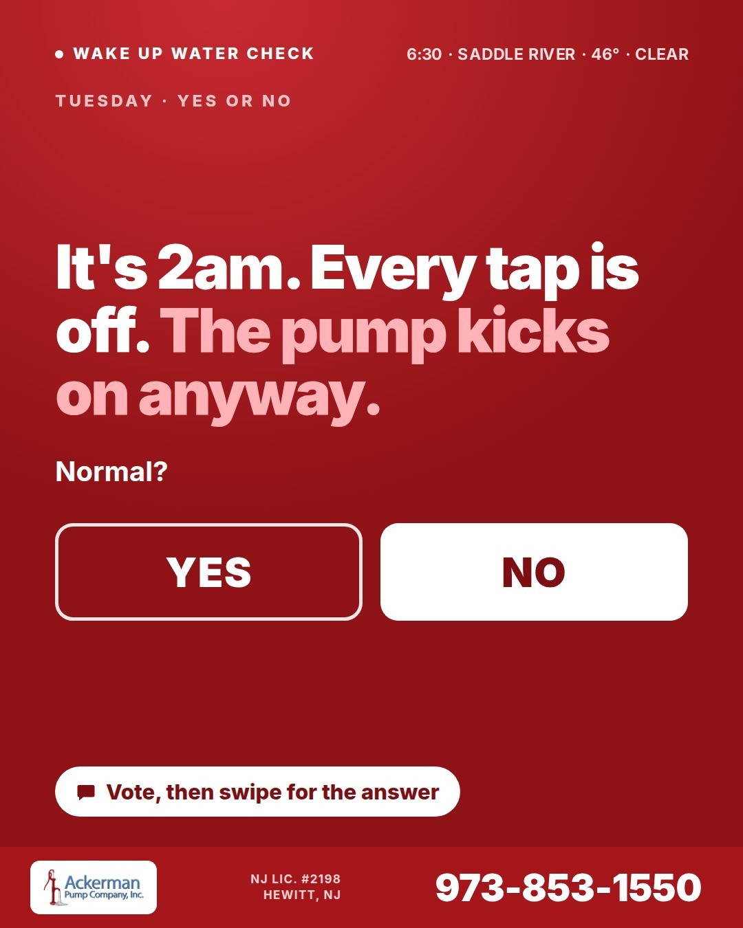 Today's Wake Up Water Check card